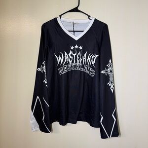 Kollyy Women's Black and White Oversized Metal Wasteland Jersey